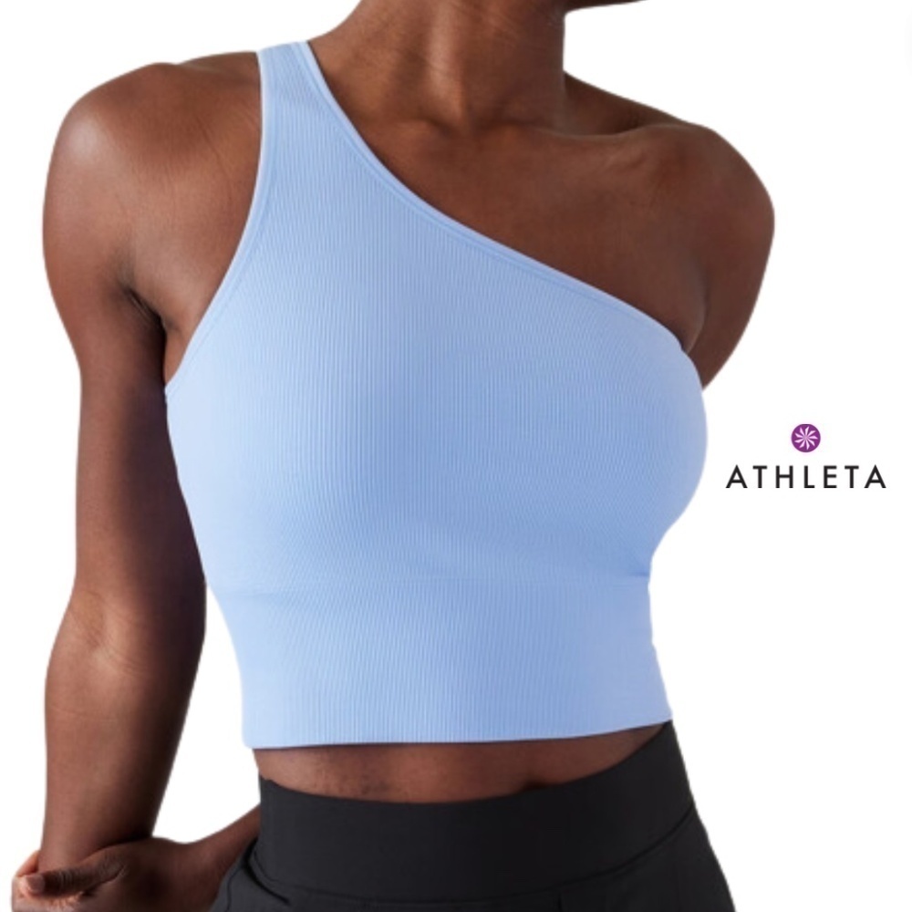 Athleta Aurora Seamless One Shoulder Tank Light Baby Blue - Size Small